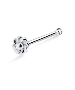 Twisted Flower Silver Bone Nose Stud NSKD-725